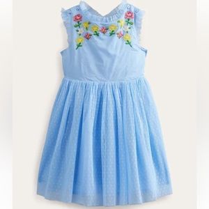 Boden girls dress embroidered cross-back dress